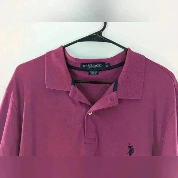 U.S. Polo ASSN Polo Shirt Men's XL Maroon Golfing 2 Button Luxury Feel - Picture 6 of 11
